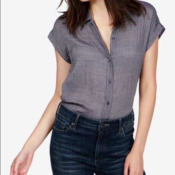Lucky Brand Tops - Lucky Brand Chambray Button Down Short Sleeve L